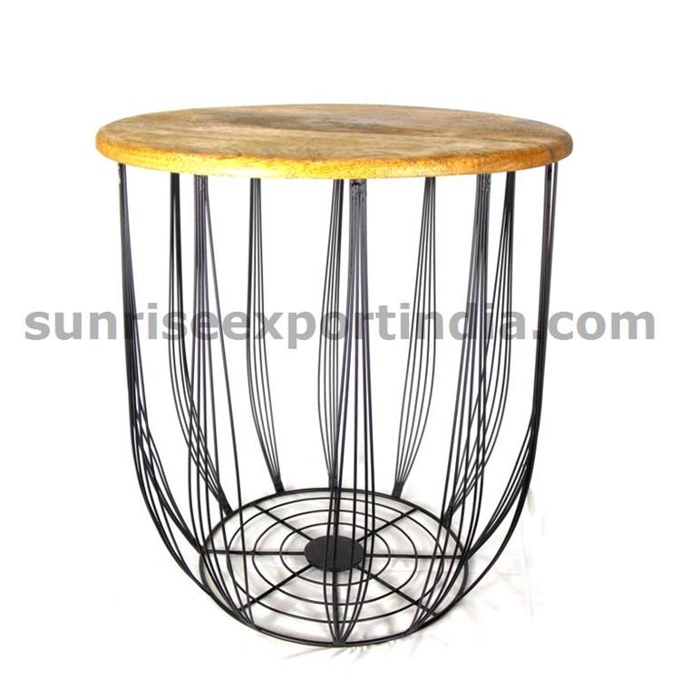 MODERM PATTERN SIDE TABLE WITH REMOVABLE WOODEN TO