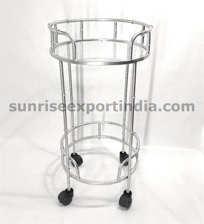 DUAL GLASS TROLLEY WITH WHEELS